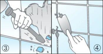 Asportare la piastrella rotta